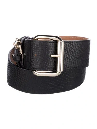 Pre-owned Versace 35 Mm Pont Neuf Embossed Leather Waist Belt In Black