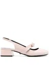 Versace Gianni Ribbon Patent 35 Slingback Pumps In Pink