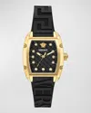VERSACE 36MM DOMINUS WATCH WITH SILICONE STRAP, BLACK
