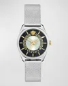 VERSACE 36MM V-CIRCLE WATCH WITH BRACELET STRAP, SILVER