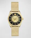VERSACE 36MM V-CIRCLE WATCH WITH BRACELET STRAP, YELLOW GOLD
