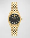 Versace 36mm V-code Watch With Bracelet Strap, Yellow Gold/black In Yellow Gold