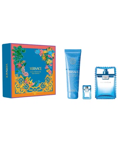 Versace 3-piece Men's Eau Fraiche Gift Set In Blue