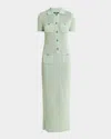 Versace 4-pocket Short-sleeve Crochet Maxi Polo Dress In Green