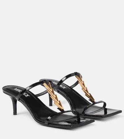 VERSACE 40 PATENT LEATHER SANDALS