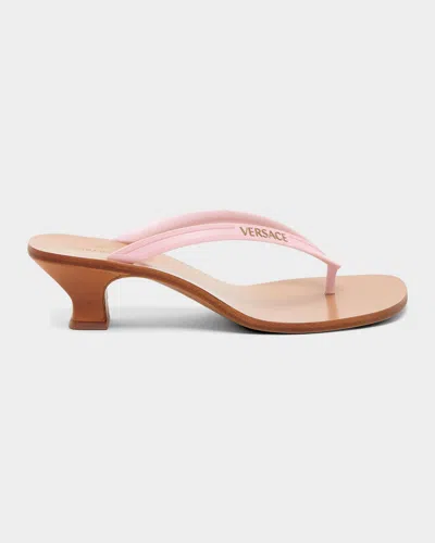 Versace 40mm Logo Jelly Thong Sandals In Pink