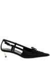 Versace Satin Rhinestone Slingback In Black