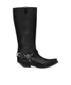 Versace Black Texano Knee-high Tall Boots In Black