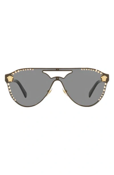 Versace 42mm Shield Sunglasses In Gold