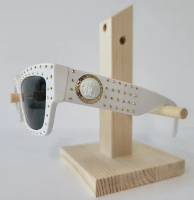 Pre-owned Versace 4358 Sunglasses Women's White 40187 Authentic In Gray