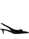 Versace Gianni Ribbon Patent Slingback Pumps 45 Mm In Black