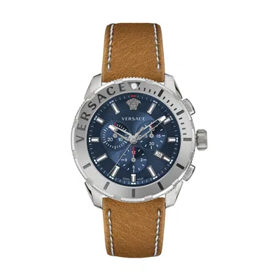 Pre-owned Versace 48mm Casual Chronograph Stainless Steel Watch Verg002 18