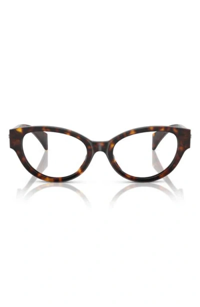 Versace 51mm Cat Eye Optical Glasses In Havana