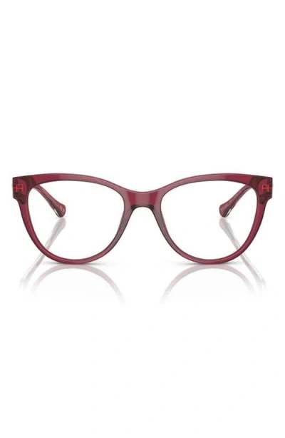 Versace 51mm Cat Eye Optical Glasses In Transparent Red