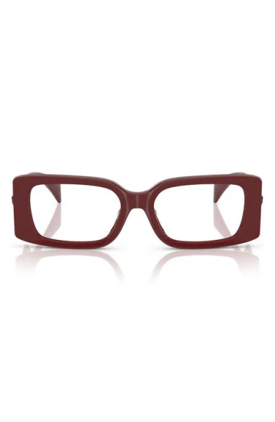 Versace 51mm Rectangular Optical Glasses In Burgundy