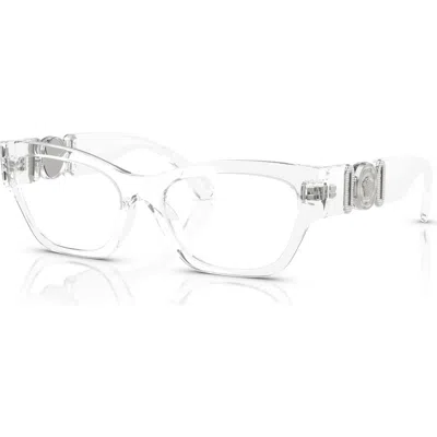Versace 52mm Cat Eye Optical Glasses In Metallic