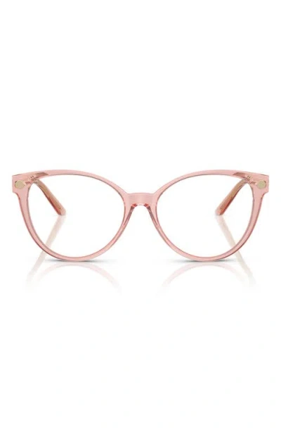 Versace 52mm Cat Eye Optical Glasses In Trans Pink