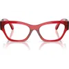 Versace 52mm Cat Eye Optical Glasses In Trans Red