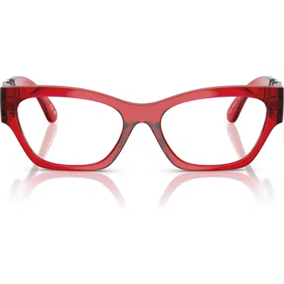 Versace 52mm Cat Eye Optical Glasses In Trans Red