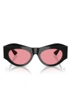 Versace 52mm Oval Sunglasses In Black