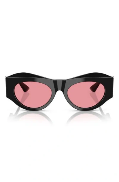 Versace 52mm Oval Sunglasses In Black