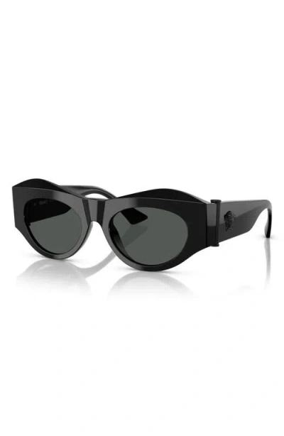 Versace 52mm Oval Sunglasses In Black Grey