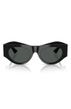 Versace 52mm Oval Sunglasses In Shiny Black