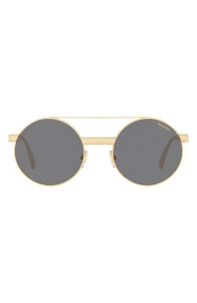 Versace 52mm Polarized Round Sunglasses In Gold/grey