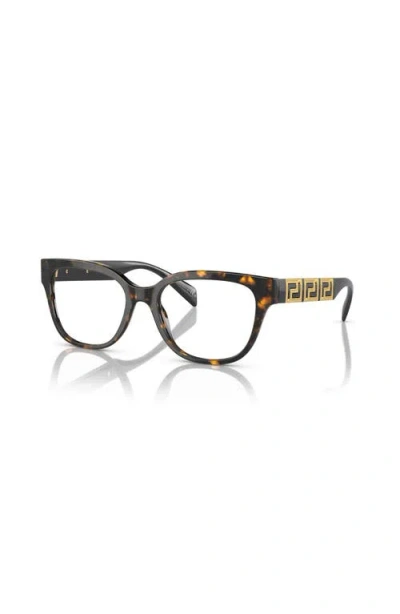 Versace 52mm Rectangle Optical Glasses In Brown