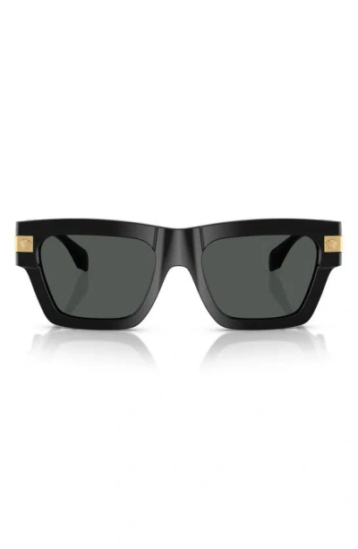 Versace 52mm Rectangular Sunglasses In Black