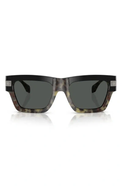 Versace 52mm Rectangular Sunglasses In Havana