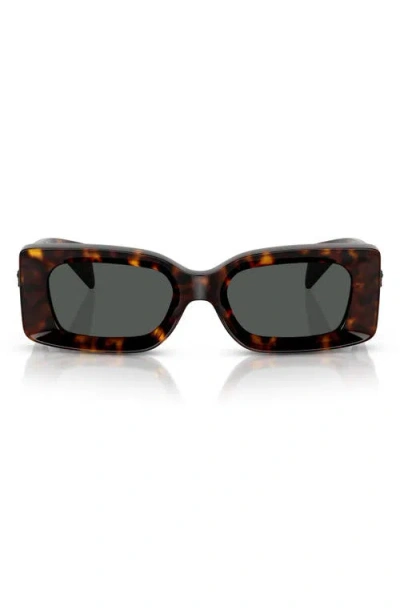 Versace 52mm Rectangular Sunglasses In Havana