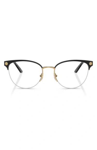 Versace 53mm Cat Eye Optical Glasses In Black Gold