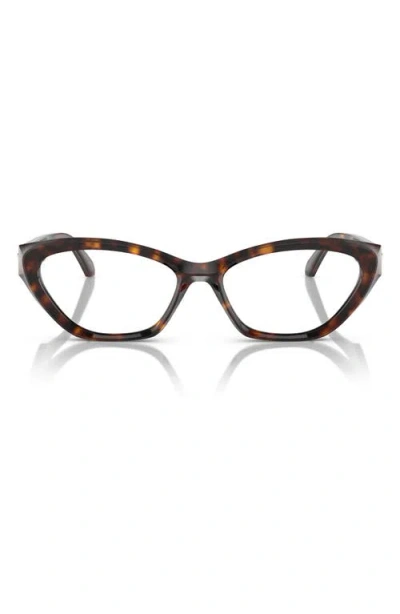 Versace 53mm Cat Eye Optical Glasses In Brown