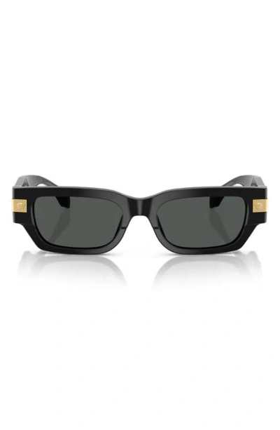Versace 53mm Plaque Rectangular Sunglasses In Black