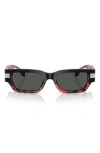Versace 53mm Plaque Rectangular Sunglasses In Top Black/ Red Havana