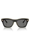 Versace 53mm Polarized Rectangular Sunglasses In Black