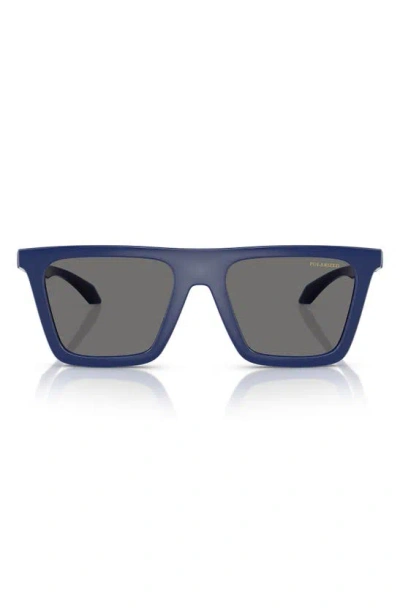 Versace 53mm Polarized Rectangular Sunglasses In Blue
