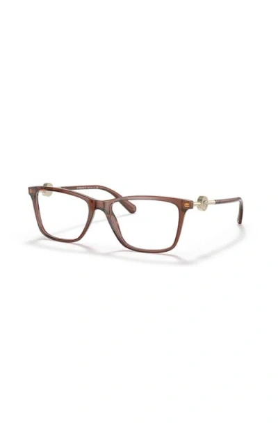 Versace 53mm Rectangle Optical Glasses In Brown