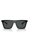 Versace 53mm Rectangular Sunglasses In Black/gray Solid