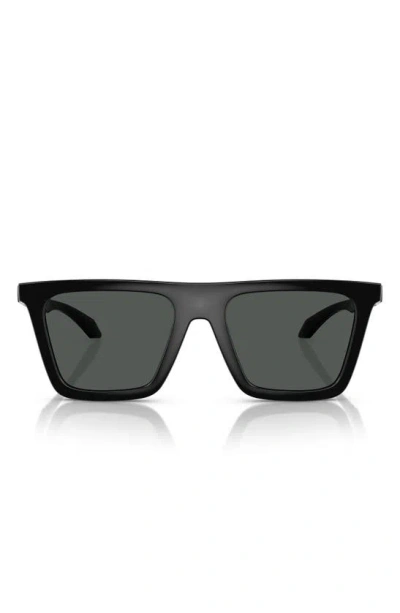 Versace 53mm Rectangular Sunglasses In Black/gray Solid