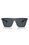 Versace 53mm Rectangular Sunglasses In Blue/gray Solid