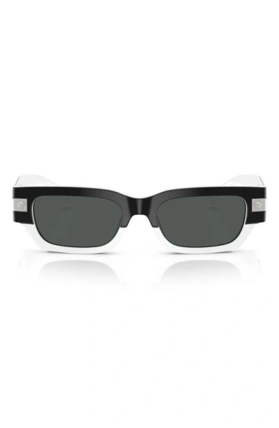 Versace 53mm Rectangular Sunglasses In Dark Grey