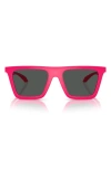 Versace Greca Rectangular Sunglasses, 53mm In Neon Pink Dark Grey