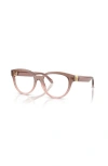 Versace 53mm Round Optical Glasses In Brown