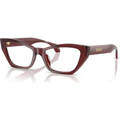 Versace 54mm Cat Eye Optical Glasses In Brown