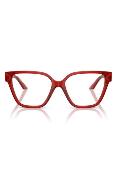 Versace 54mm Cat Eye Optical Glasses In Transparent Red