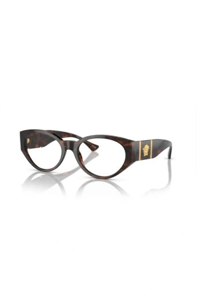 Versace 54mm Oval Optical Glasses In Brown