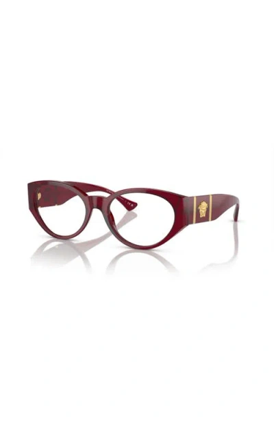 Versace 54mm Oval Optical Glasses In Burgundy