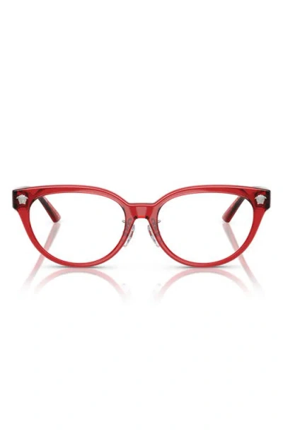 Versace 54mm Pillow Optical Glasses In Trans Red